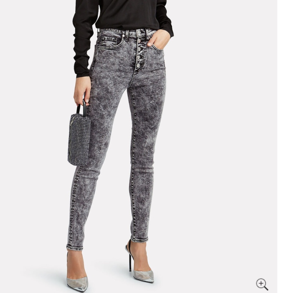 Veronica Beard Maera Skinny High Rise Jeans Black Acid Wash EUC